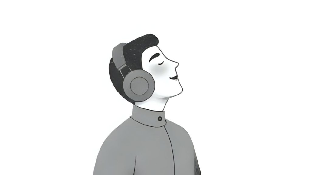 happy woman in headphones