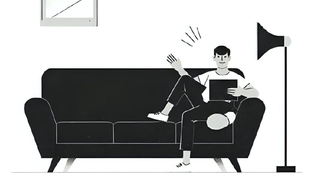 man sitting in loud living room