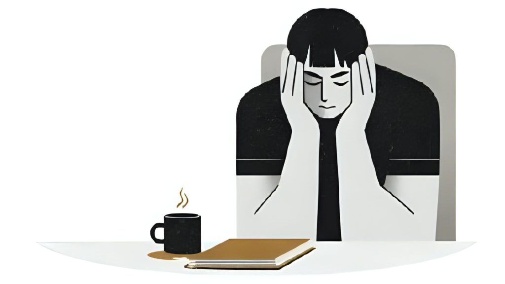 man sad over spilling coffee